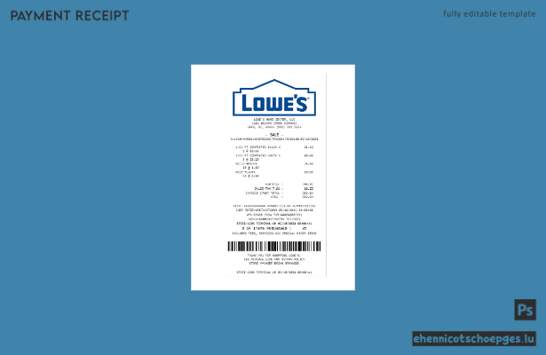 Vorschau eines Zahlungsbelegs von Lowe's